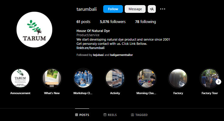 Tarum BaliNatural Dye (bamboo,tencel, cotton & viscose, spandex & more)
				